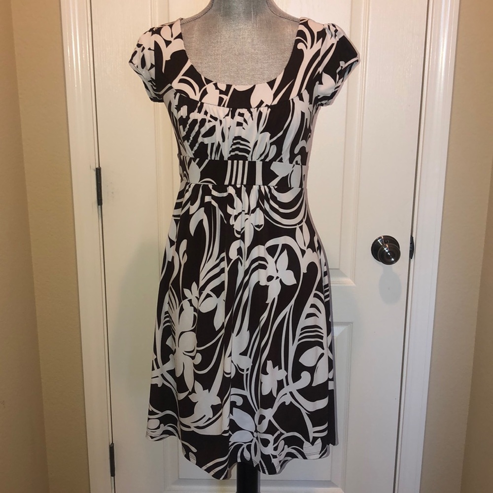 Brown and White Floral Dress